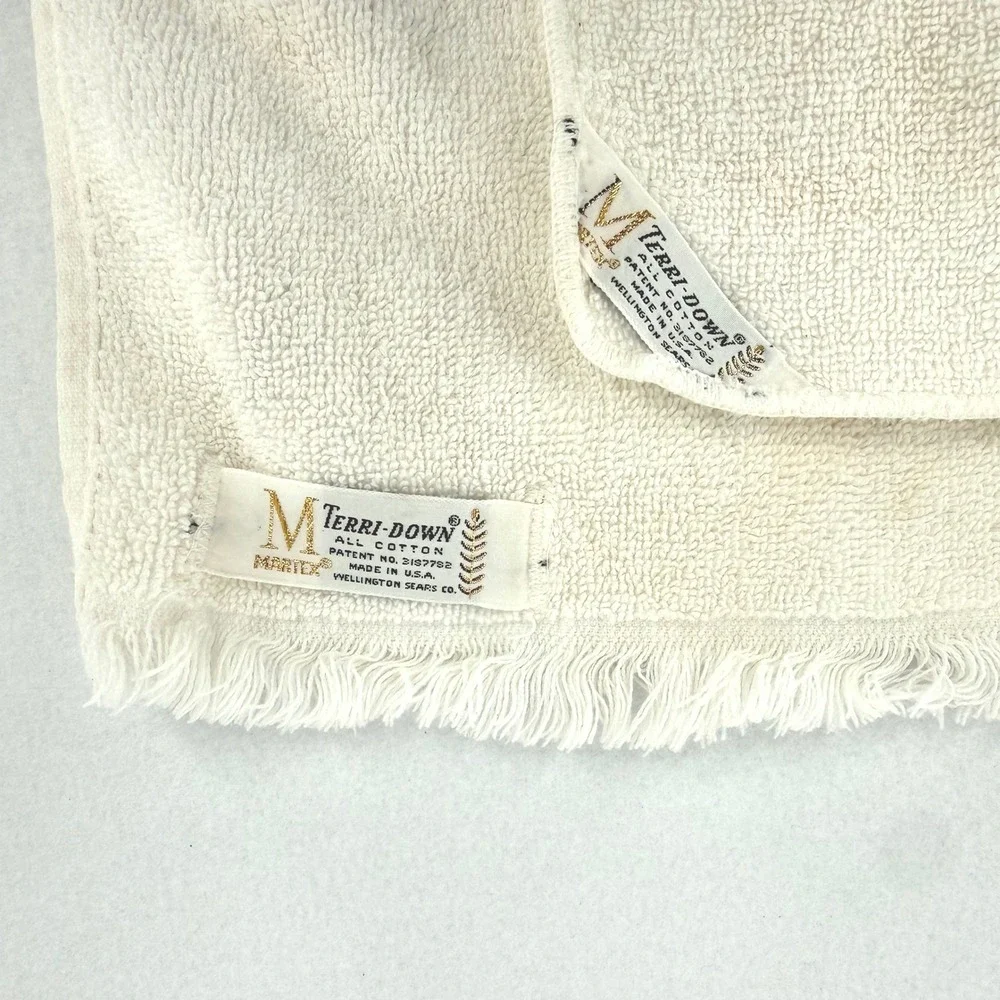 Vintage Martex Terri-Down Towels‎ White Pink Rose Floral Cotton READ